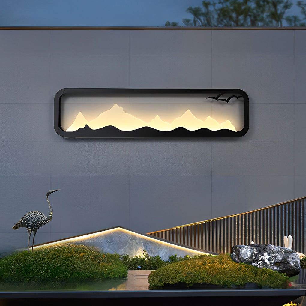 Mountain Scenery LED Outdoor Wall Lamp - Industrial Black Iron