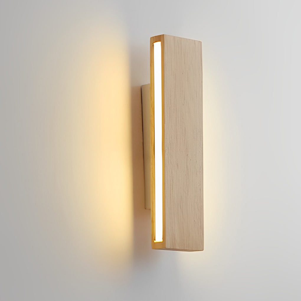Rotatable Rectangular Wood LED Wall Lamp with Acrylic Shade