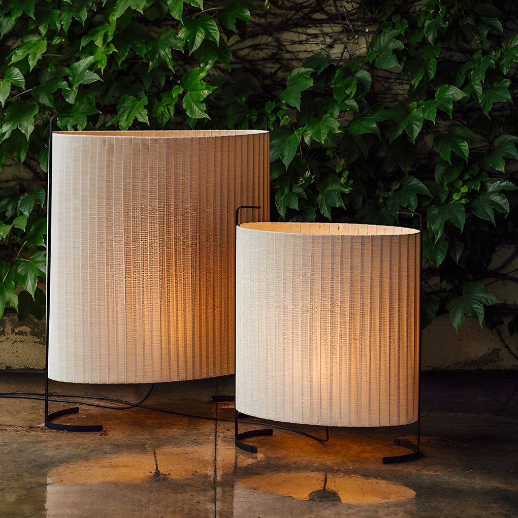 Japanese-Style Fabric Outdoor Floor Lamp - Modern Aluminum Frame