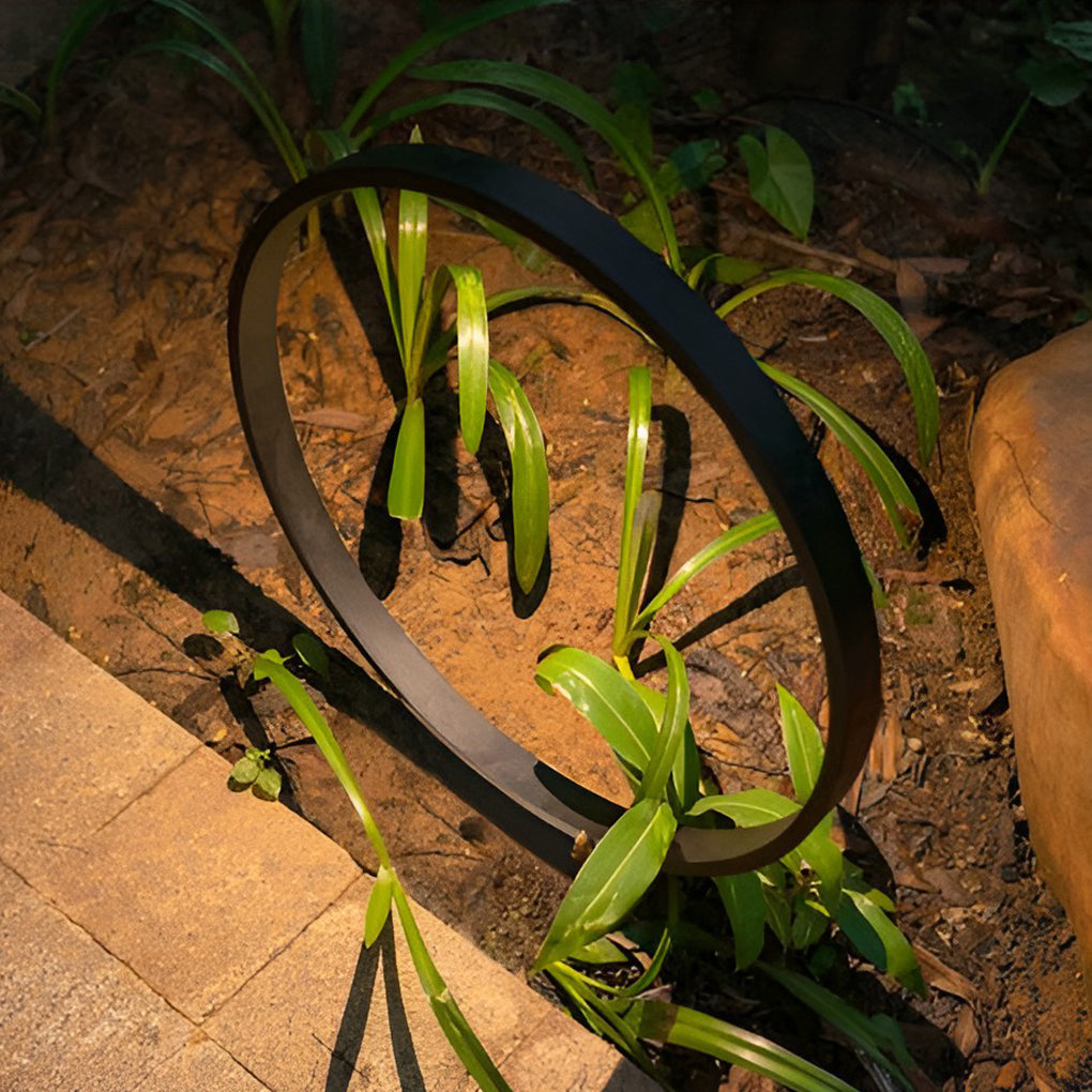Modern Black Ring Pathway Light Aluminum COB Outdoor Landscape
