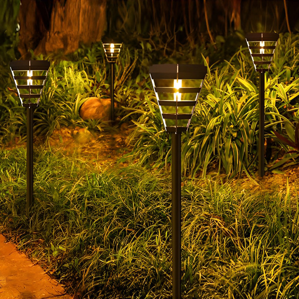 Modern Solar Black Outdoor Post Light with Intelligent Control