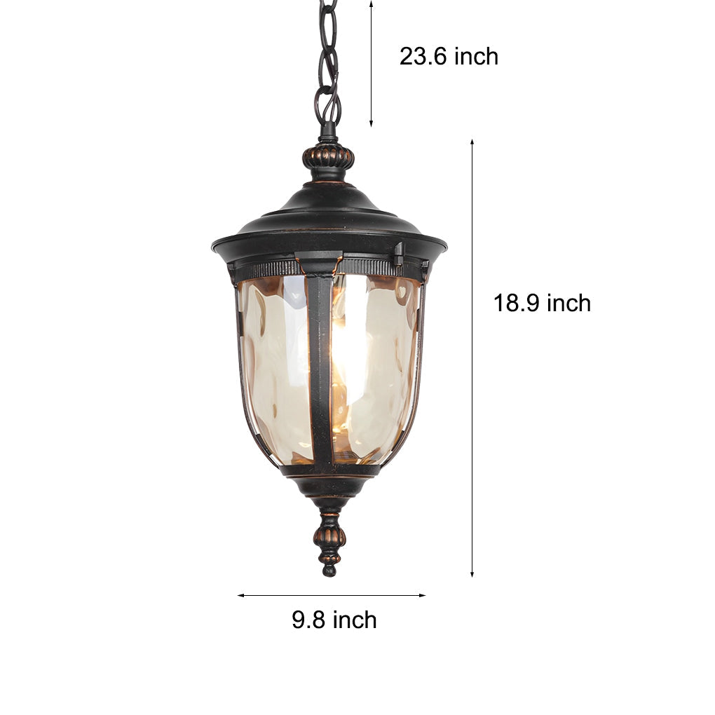 Waterproof Glass Outdoor Pendant Light Black Modern Industrial