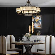 Modern Crystal Chandelier with Three-Step Dimming & Metal Frame
