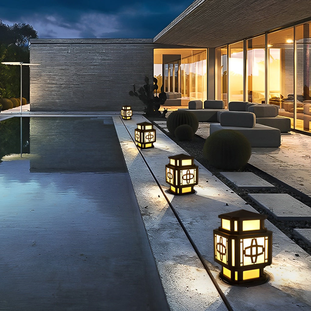 Modern LED Outdoor Post Light - Stainless Steel & Marble Finish