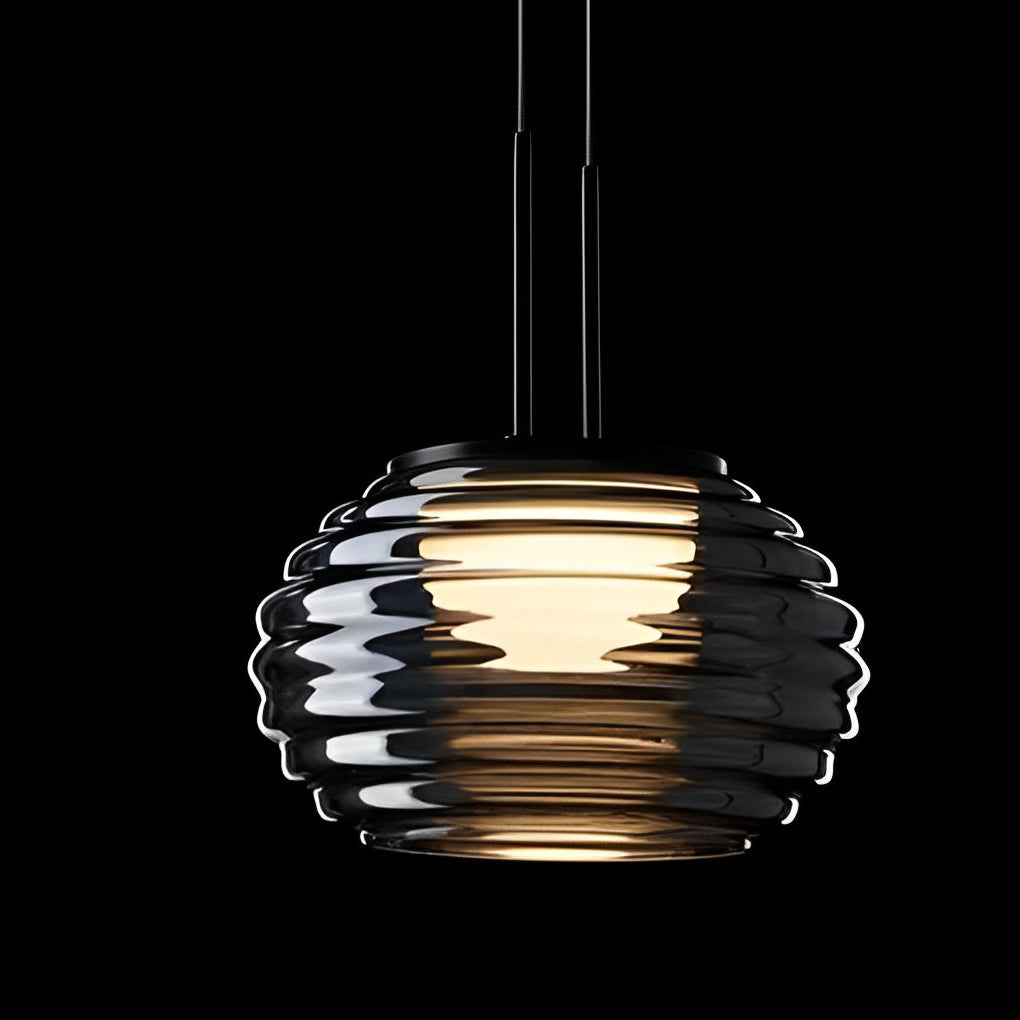 Smoke Gray Glass Ball Pendant Light Modern LED Island Lighting
