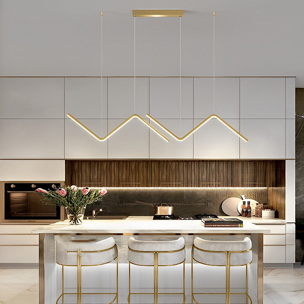 Wavy Linear LED Pendant Light with 3-Step Dimming