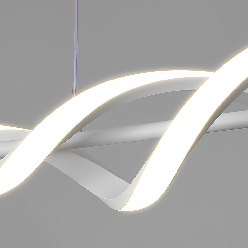 Modern Spiral White LED Chandelier with Dimmable Remote Control