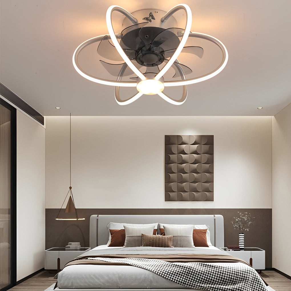 Floral Bladeless Ceiling Fan Light with Dimmable LED