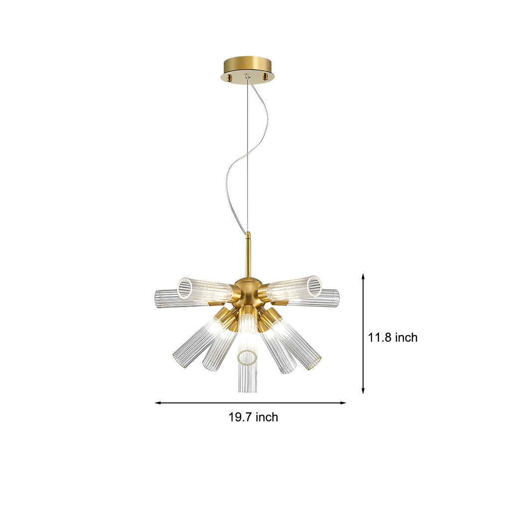 Modern Sputnik Chandelier with Acrylic Tubes & Three-Step Dimming