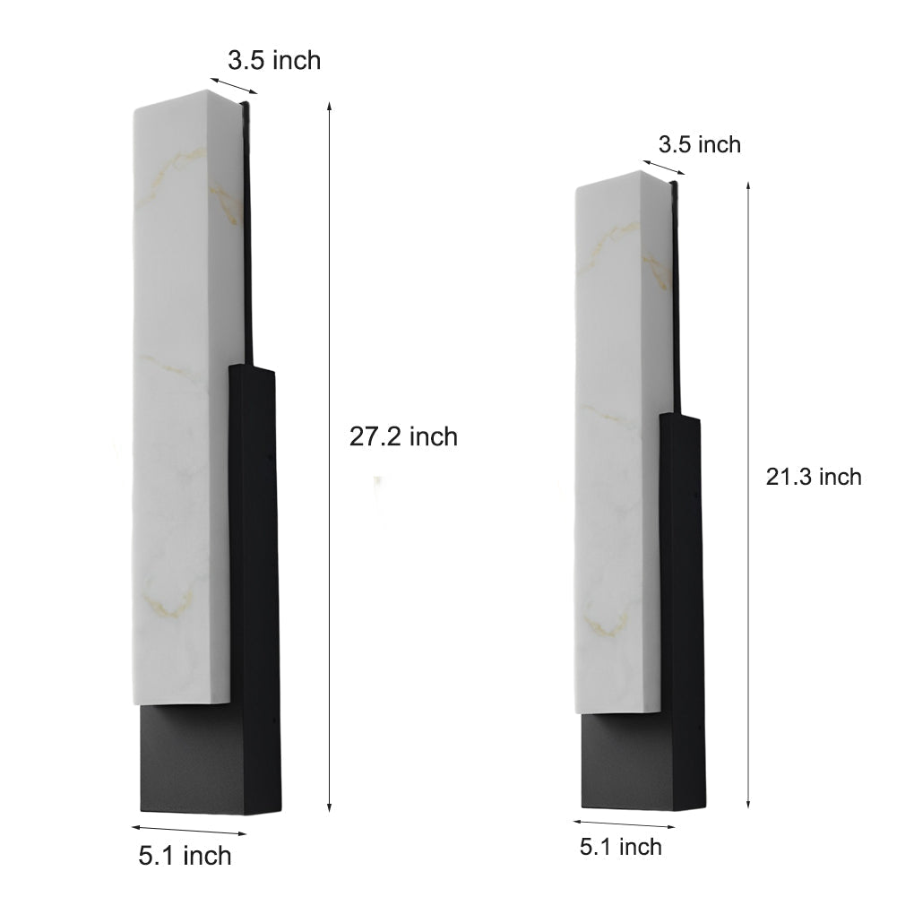 Modern Black Marble Outdoor Wall Light - LED Waterproof Fixture