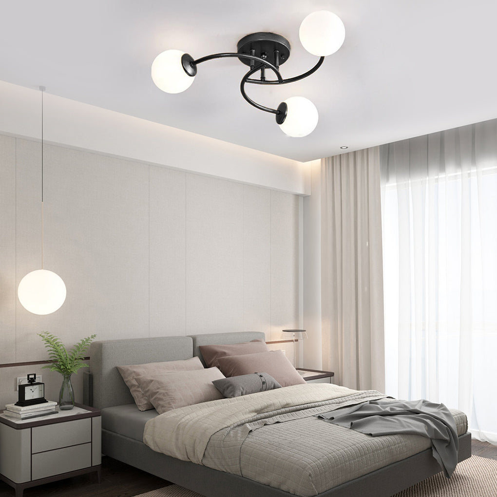 Modern Glass Globe Semi Flush Mount Ceiling Light - 3 or 5 Light
