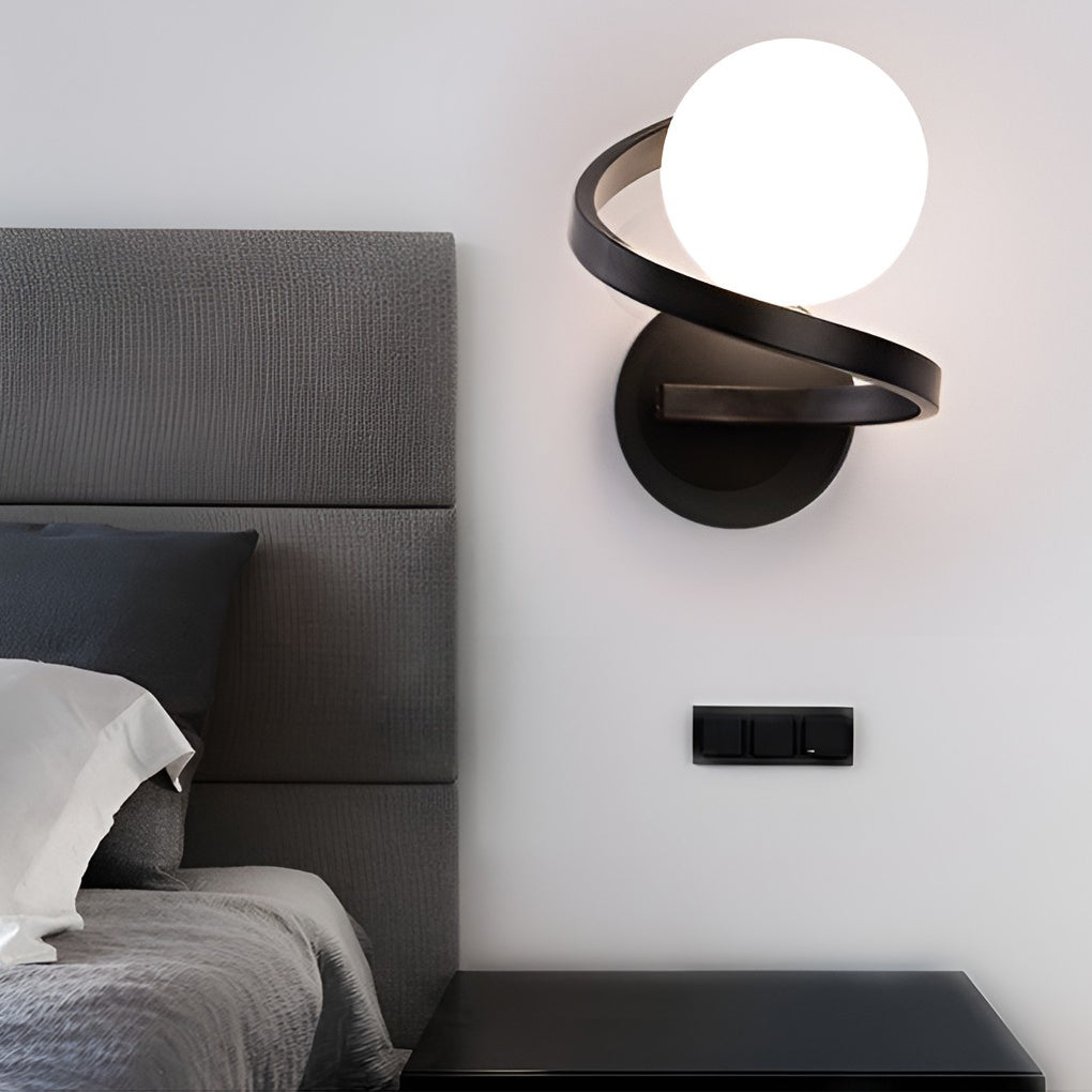 Curved Metal LED Wall Sconce with Glass Shade - Modern Lighting