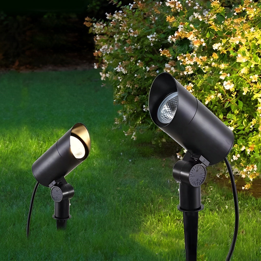 Modern Black Aluminum LED Outdoor Spotlight for Lawns & Gardens