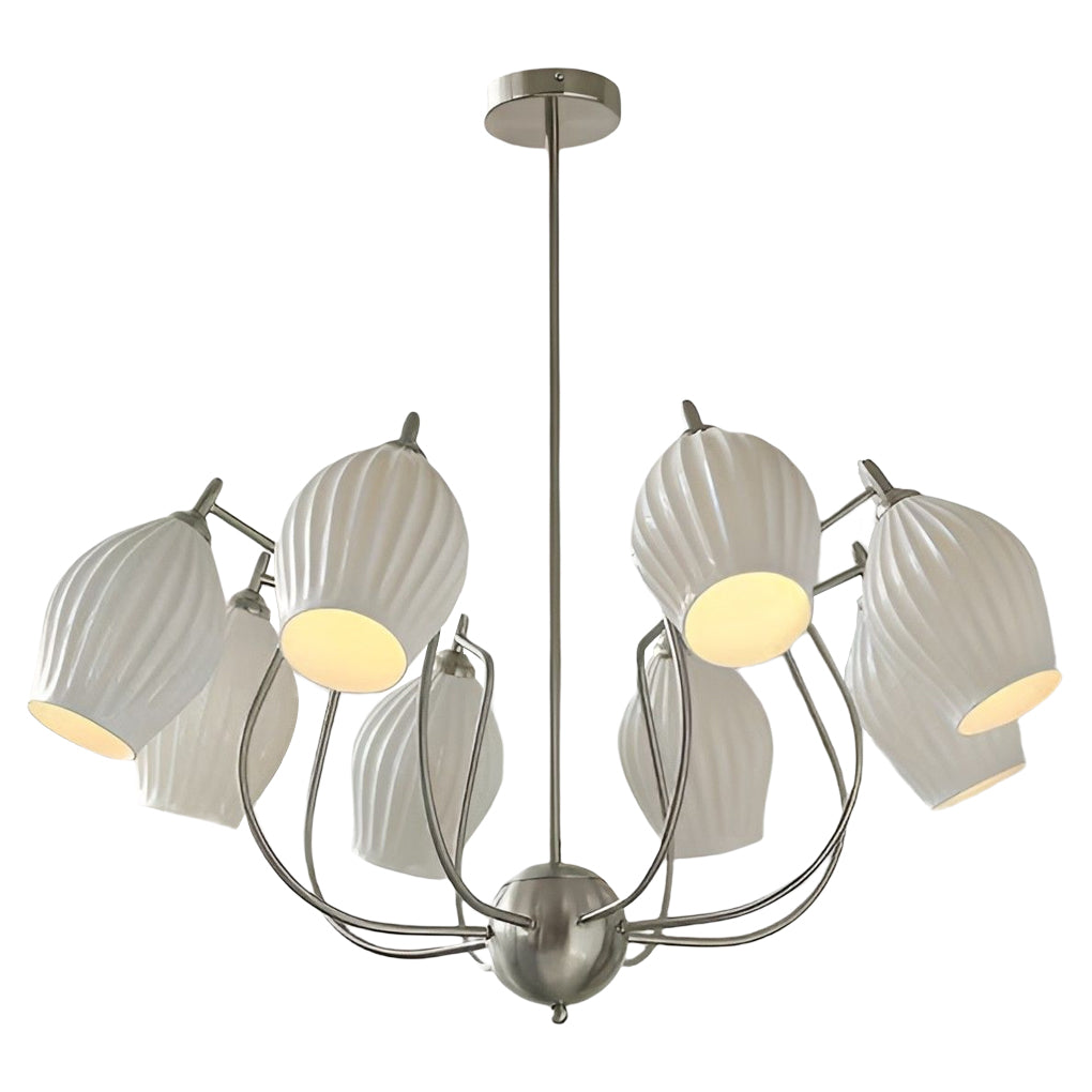 Ceramic Flower Chandelier – Modern Warm White Ceiling Light