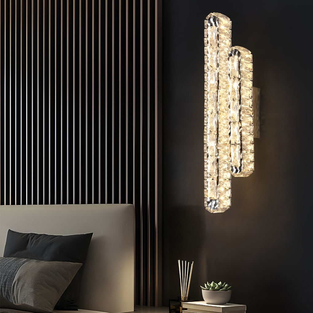 Crystal LED Wall Sconce with 3-Step Dimming Modern Wall Lamp