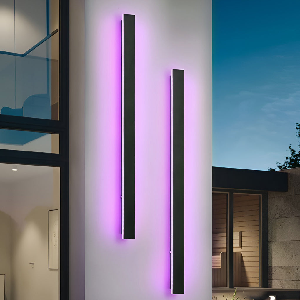 RGB Linear LED Wall Light Waterproof Outdoor Black Metal Fixture
