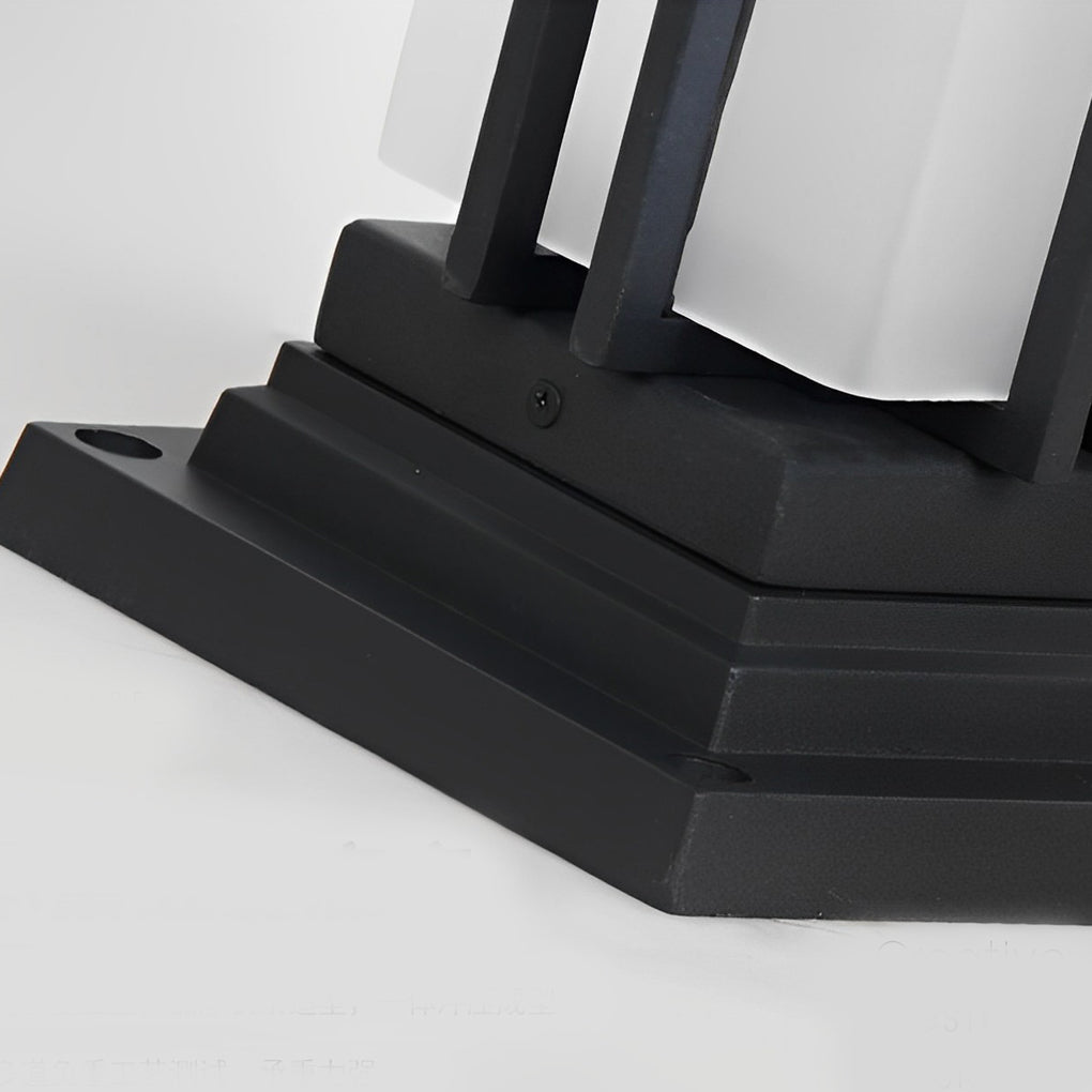 Black Aluminum Frosted Glass Path Lights Waterproof Outdoor Bollard