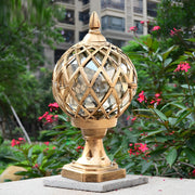 Modern Round Ball Outdoor Post Light – Aluminum & Glass