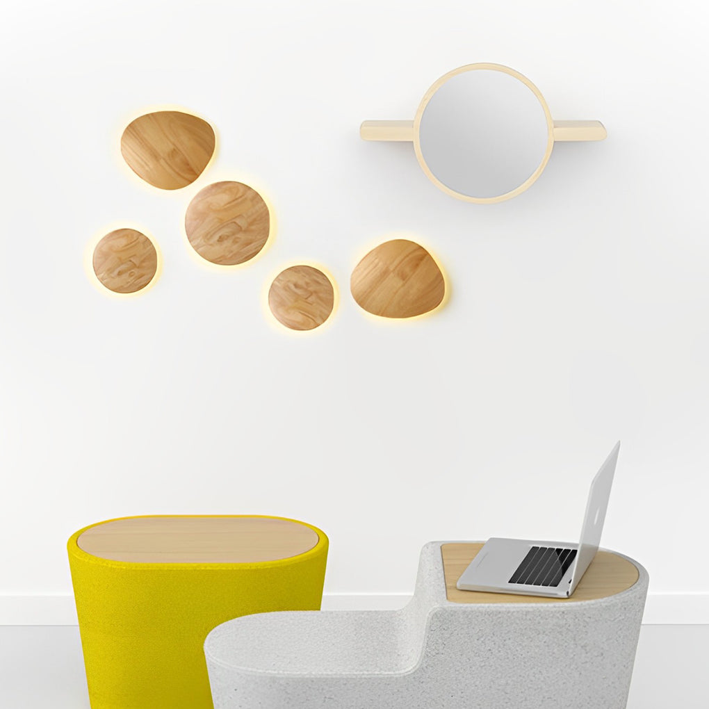 Modern Oak Wood LED Wall Sconce – Round & Oval Design
