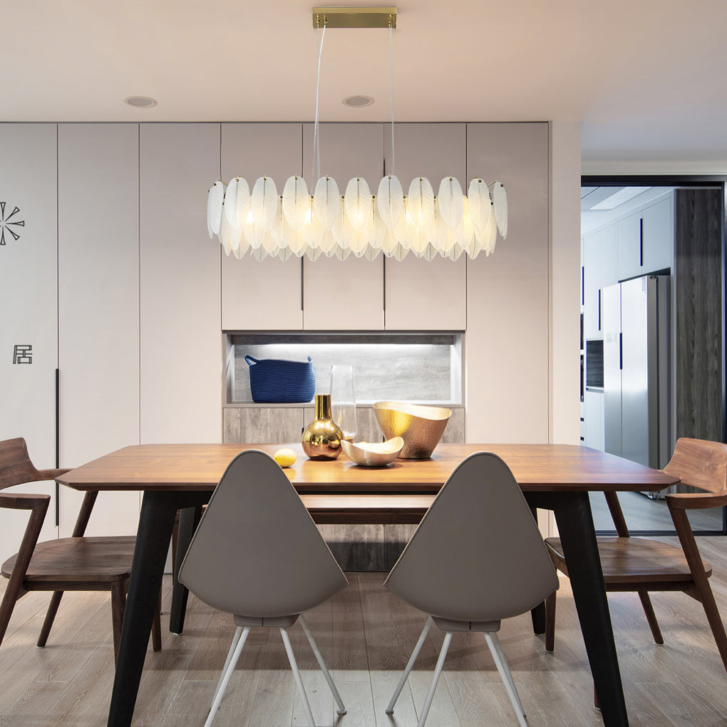 Glass Feather Post-Modern Chandelier with Three-Step Dimming