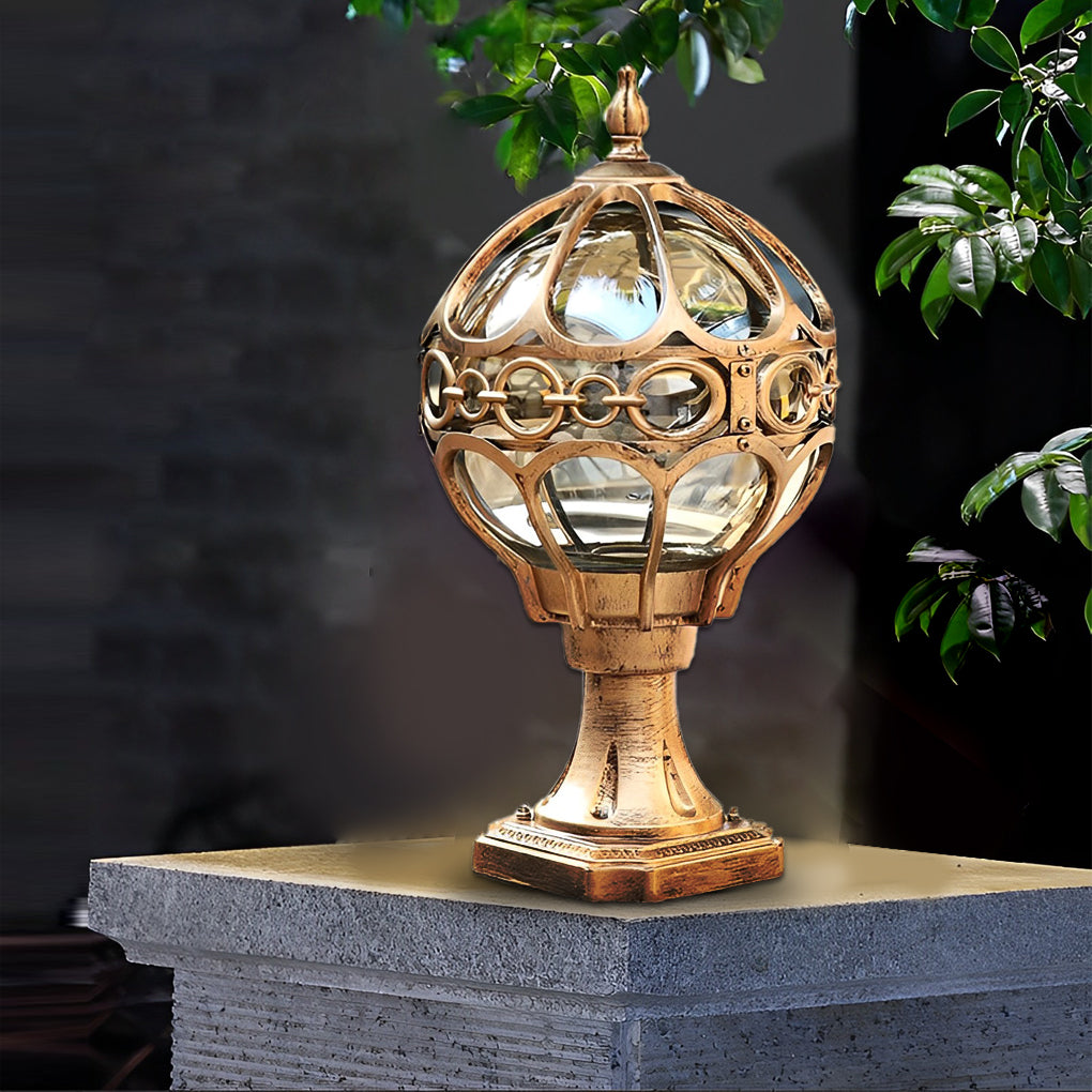 Round Globe Outdoor Post Light – Modern Waterproof Fence Pillar Lamp