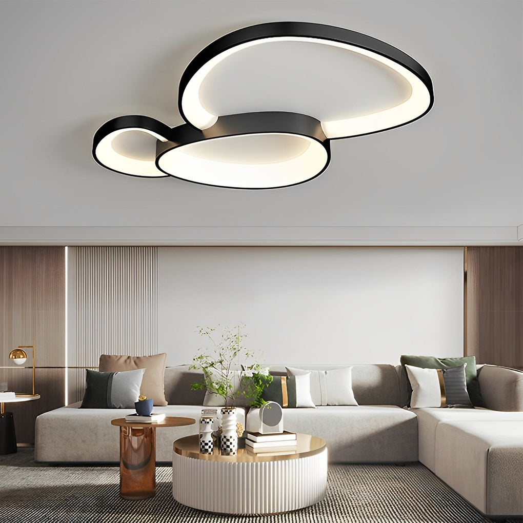 Geometric Line LED Flush Mount Ceiling Light with 3-Step Dimming