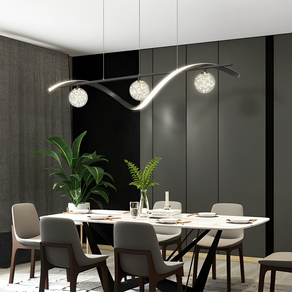 Modern Glass Ball Chandelier with Three-Step Dimming | LED Pendant