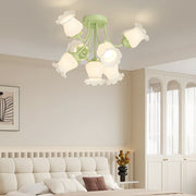 7-Head Floral Glass Chandelier with 3-Step Dimming