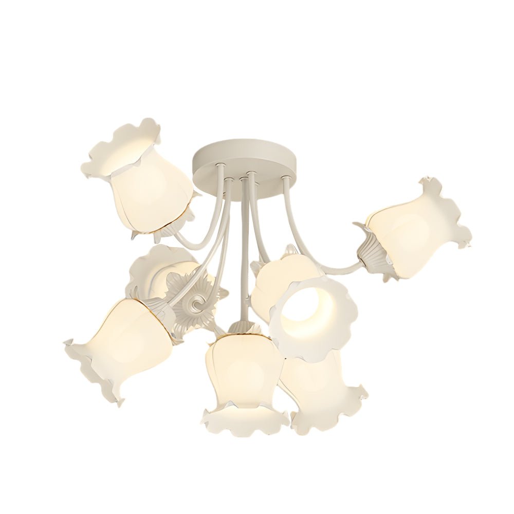 7-Head Floral Glass Chandelier with 3-Step Dimming