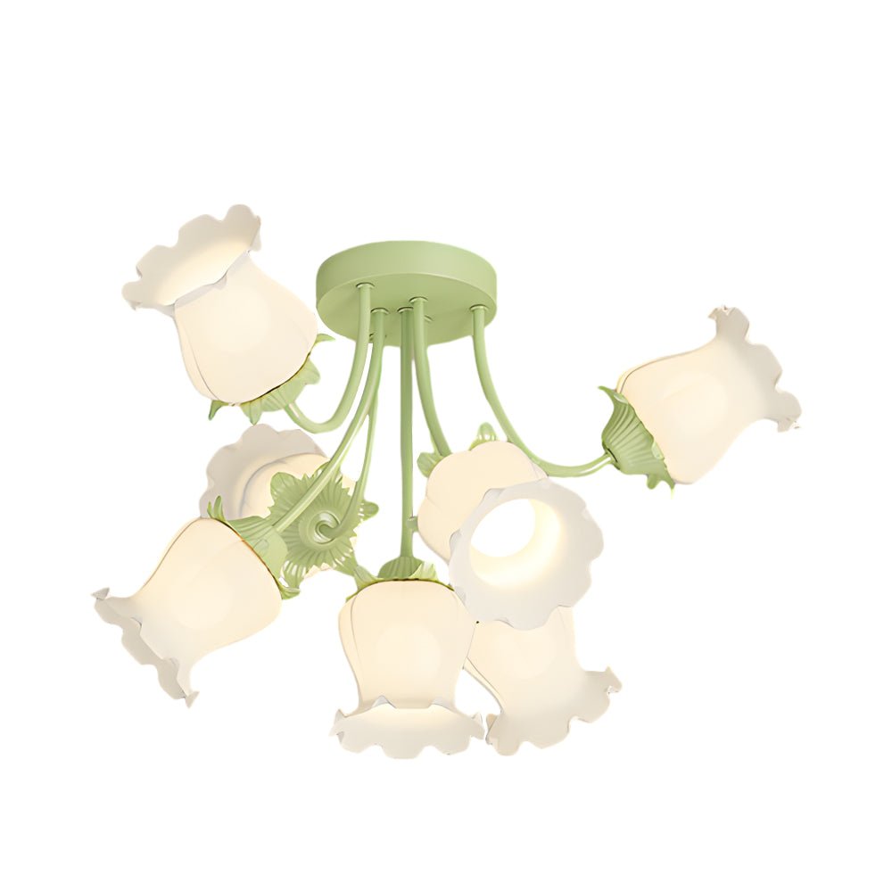7-Head Floral Glass Chandelier with 3-Step Dimming