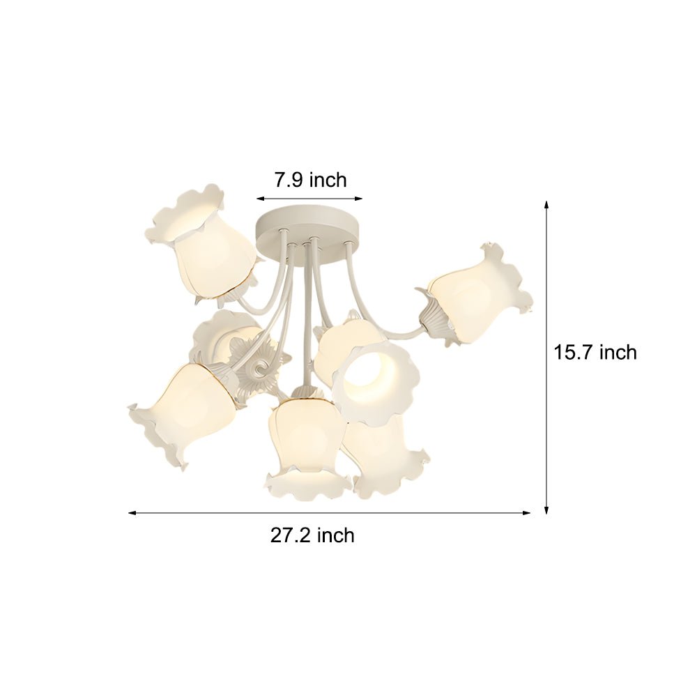7-Head Floral Glass Chandelier with 3-Step Dimming