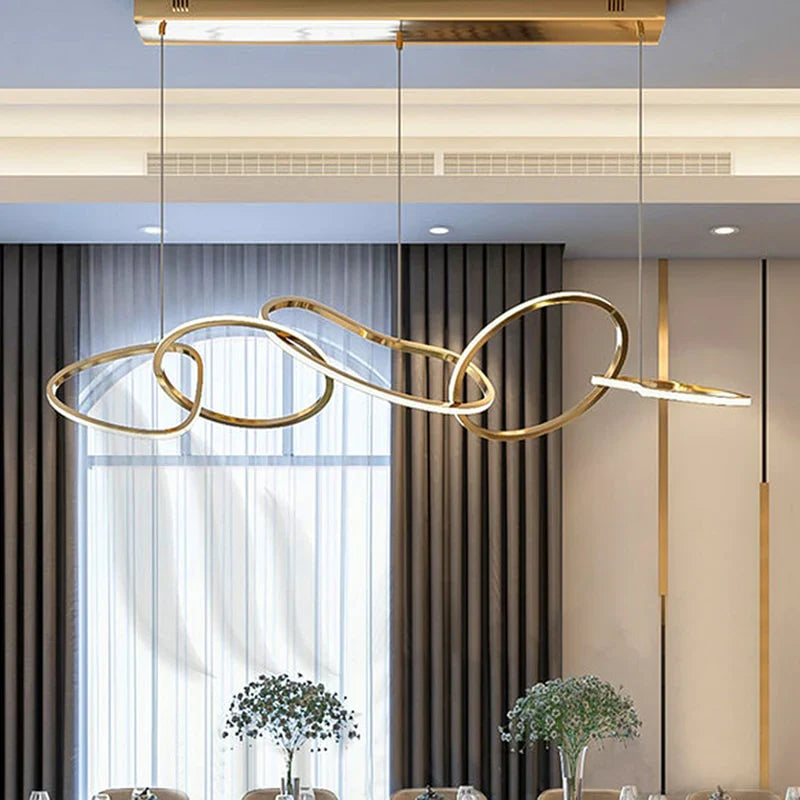 Irregular Chainlink LED Chandelier - Gold Stainless Steel