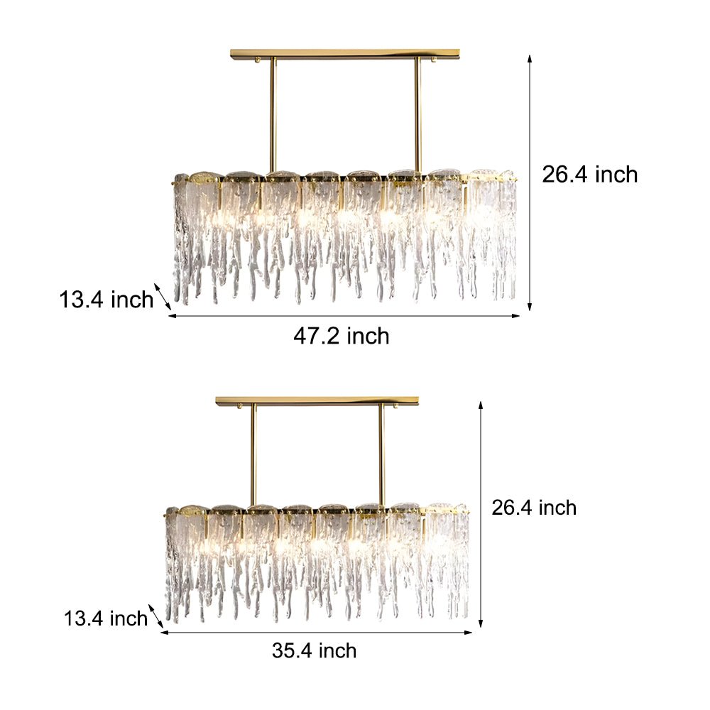 Icicle Droplet Crystal Chandelier with 3-Step Dimming - Copper Finish