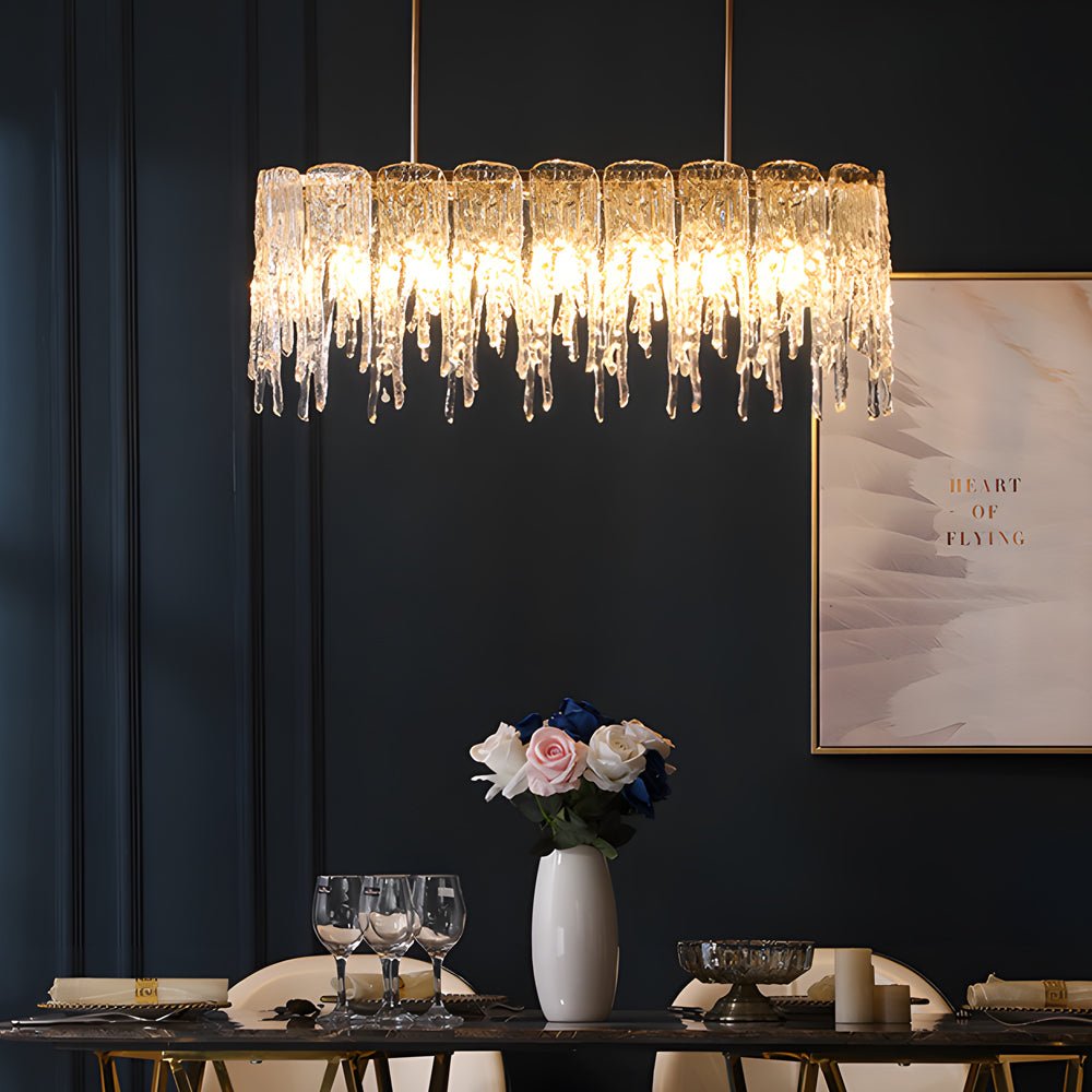 Icicle Droplet Crystal Chandelier with 3-Step Dimming - Copper Finish