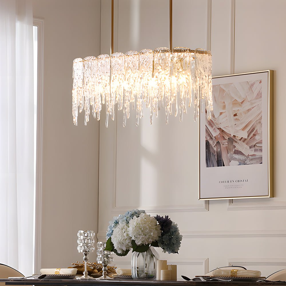 Icicle Droplet Crystal Chandelier with 3-Step Dimming - Copper Finish
