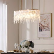 Icicle Droplet Crystal Chandelier with 3-Step Dimming - Copper Finish