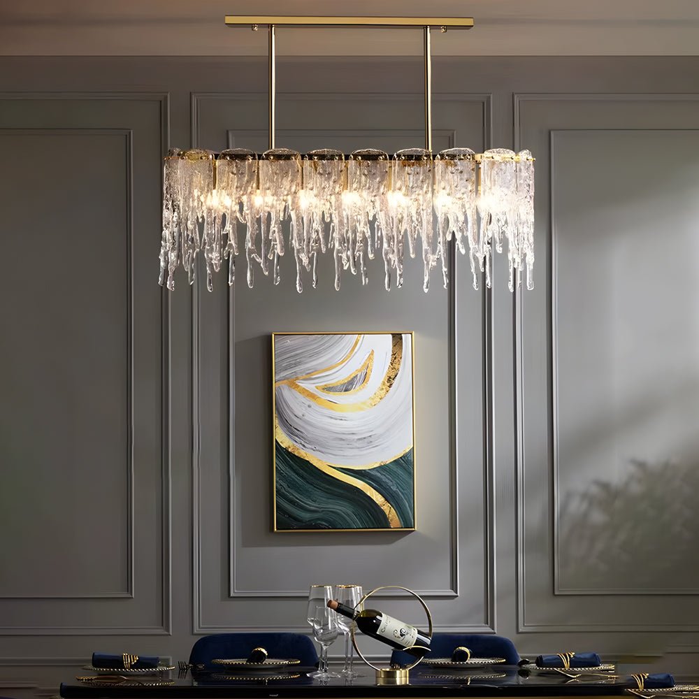 Icicle Droplet Crystal Chandelier with 3-Step Dimming - Copper Finish