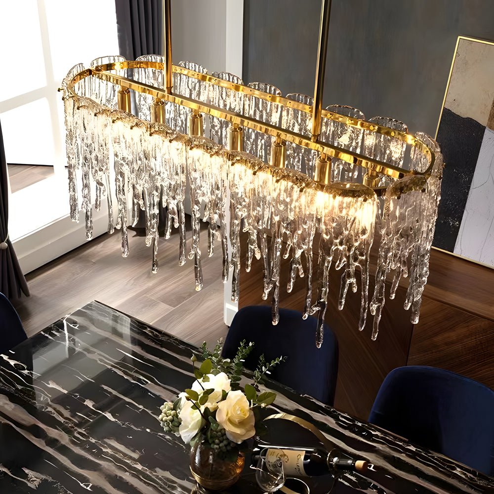 Icicle Droplet Crystal Chandelier with 3-Step Dimming - Copper Finish