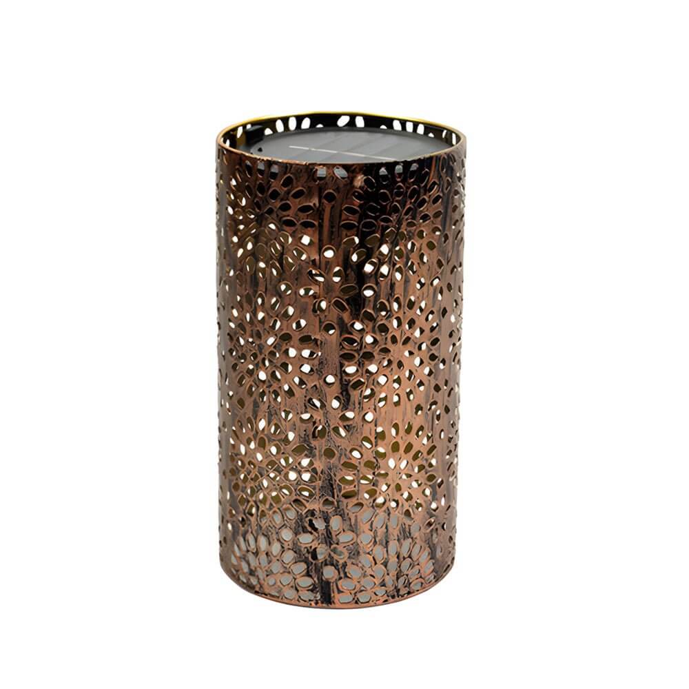 Solar Powered Metal Cutout Outdoor Lantern - Bronze Finish