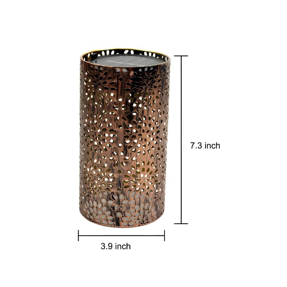 Solar Outdoor Lantern with Abstract Cutout Pattern - Bronze Metal