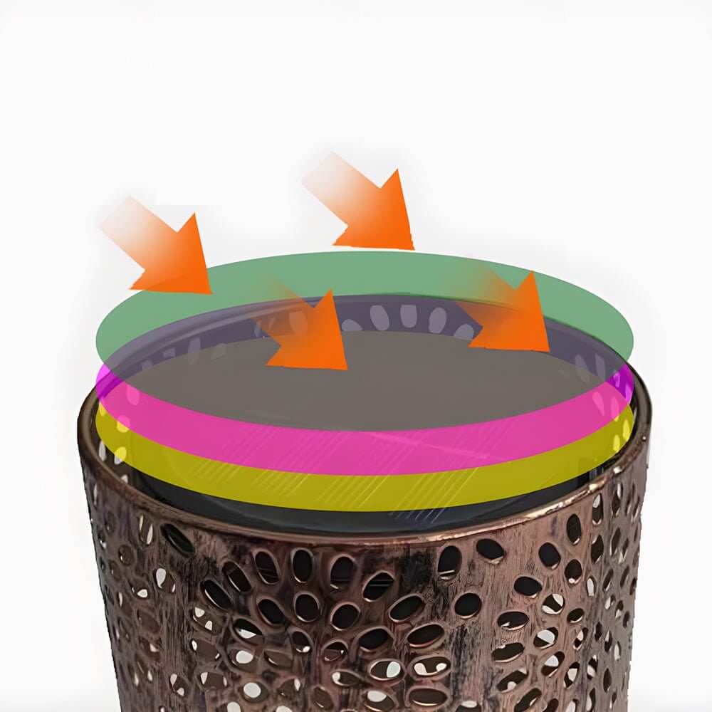 Solar Outdoor Lantern with Abstract Cutout Pattern - Bronze Metal