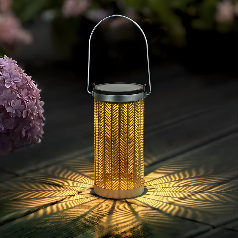 Solar Hanging Lantern with Floral Cutout Pattern - Silver Iron