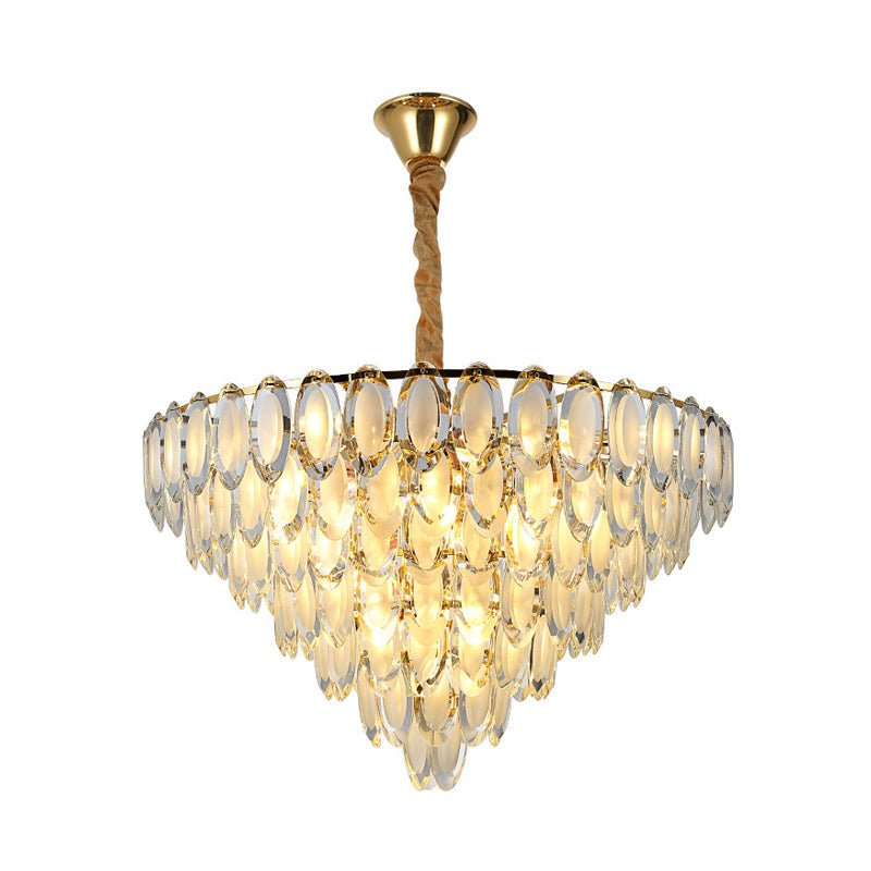 Oval Crystal Gold Semi-Flush Mount Ceiling Light – 5-Light Modern