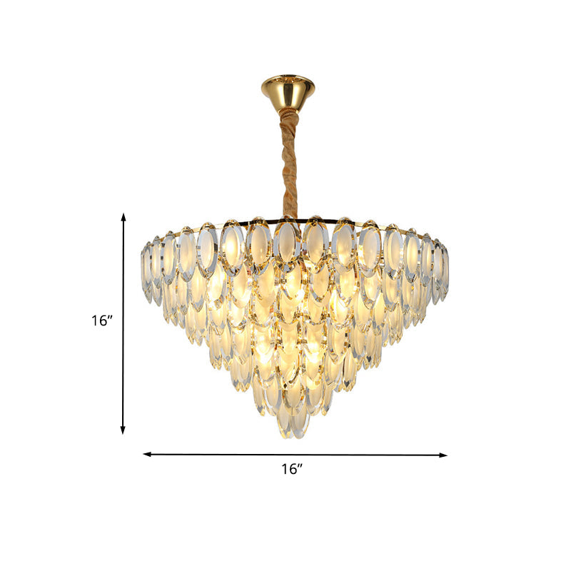 Oval Crystal Gold Semi-Flush Mount Ceiling Light – 5-Light Modern