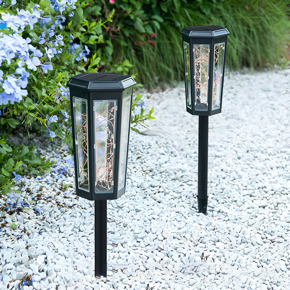 Hexagonal Solar Lawn Lights with Motion Sensor - Set of 2