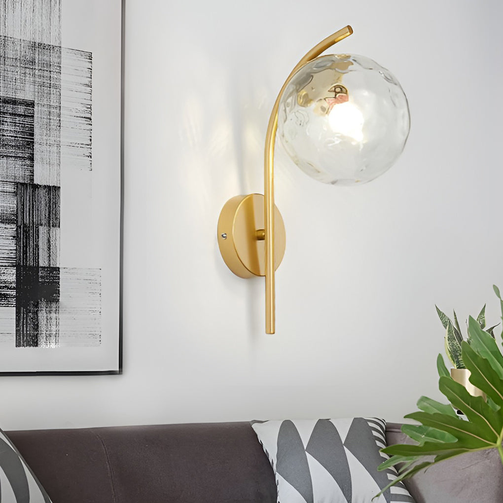 Glass Ball Wall Sconce with Metal Frame - Modern Plug-In Light