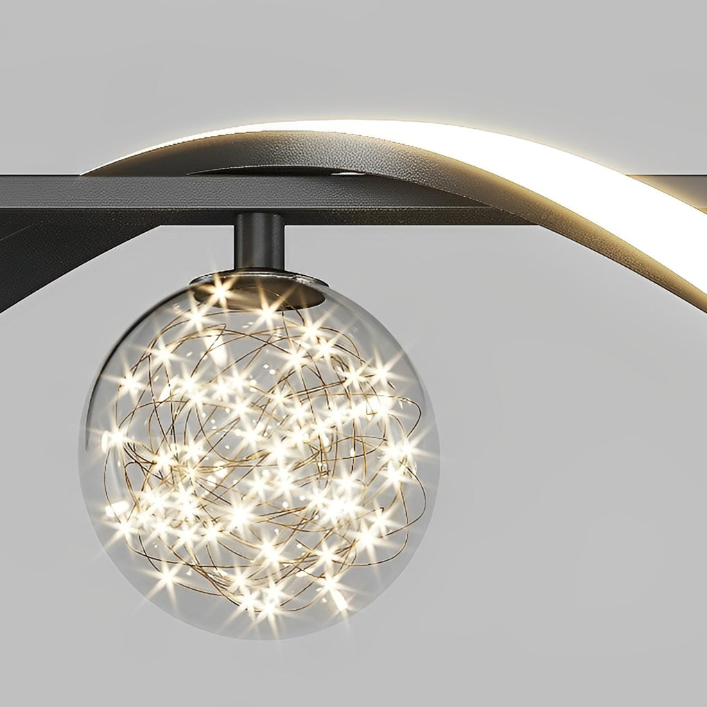 Modern Glass Ball Chandelier with Three-Step Dimming | LED Pendant