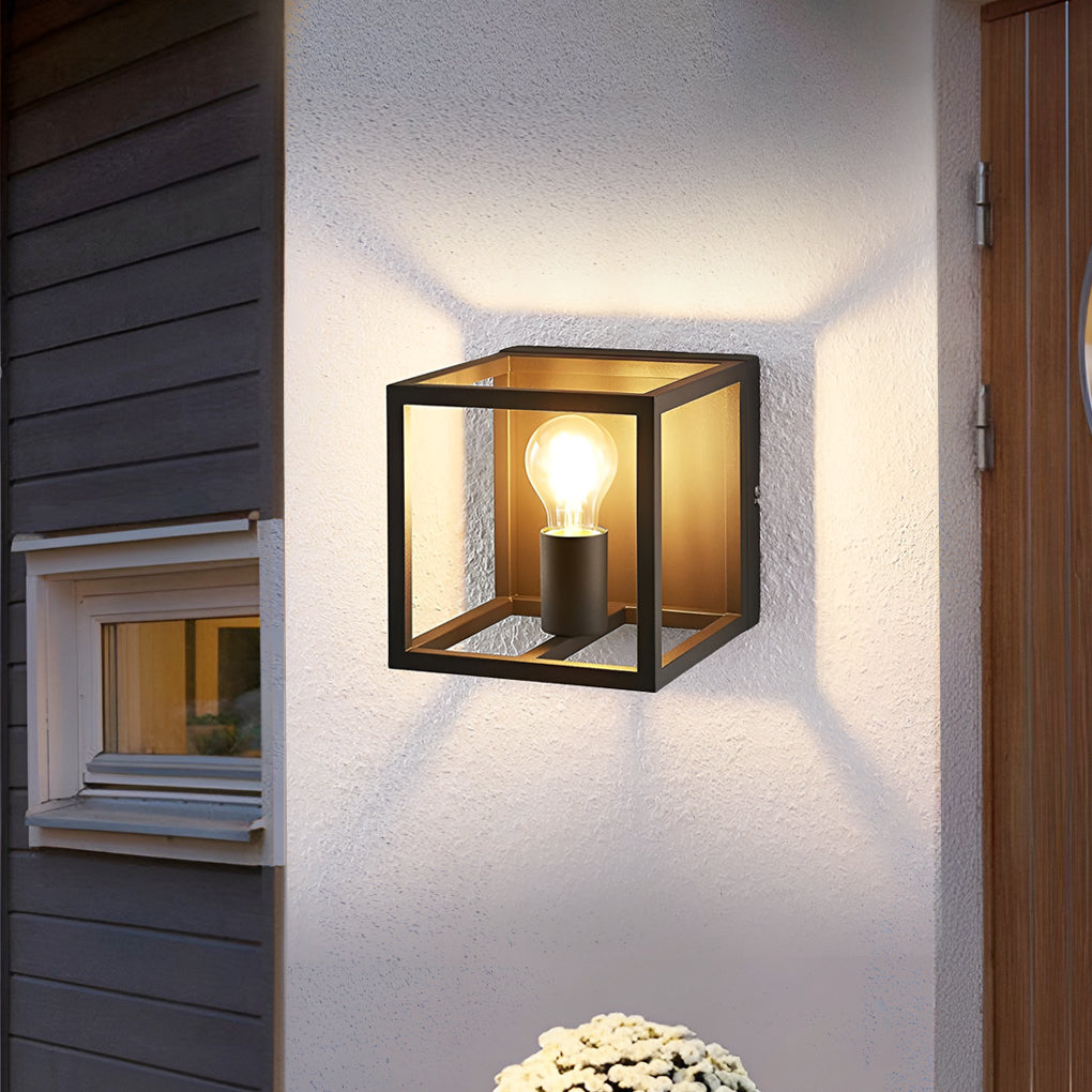Modern Square Frame Industrial Wall Sconce | Iron Finish