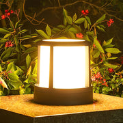 Modern Cylindrical Outdoor Post Light - Matte Black Aluminum