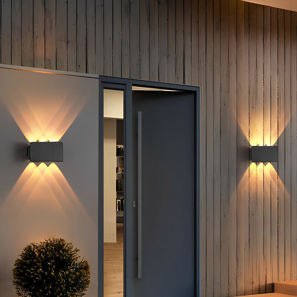 Modern Solar LED Up Down Wall Light Waterproof Outdoor Sconce